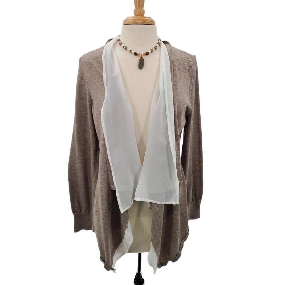 The Limited Womens Open Front Knit Cardigan Sweater Sz Large L Brown Long Sleeve